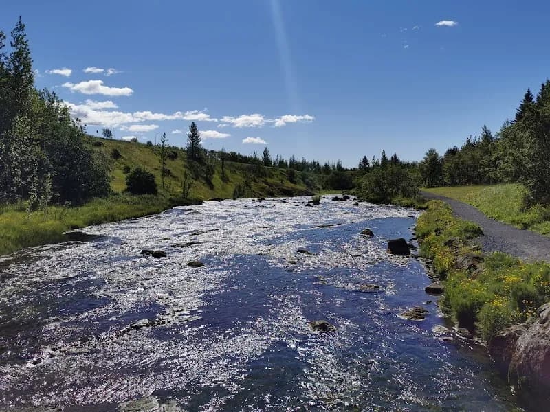View of Reykjafoss Waterfall in Hveragerði, CR
