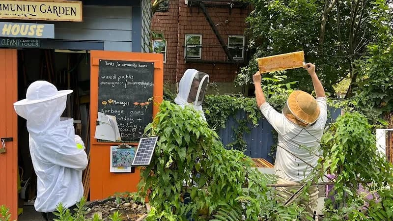 View of Riverview Community Garden in Jersey City, NJ