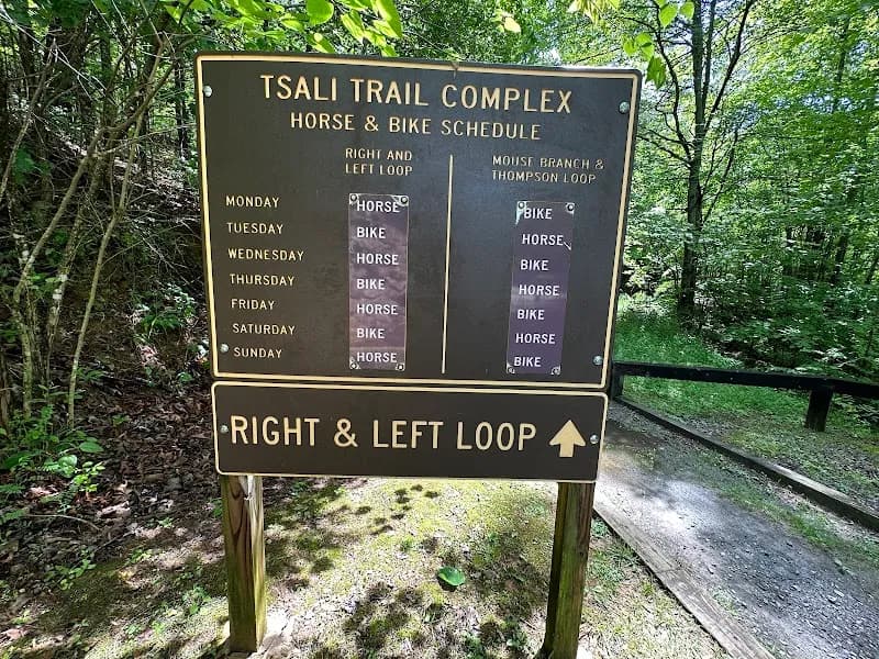 View of Tsali Trailhead, US Forest Service, Cheoah Ranger District in Cherokee, NC