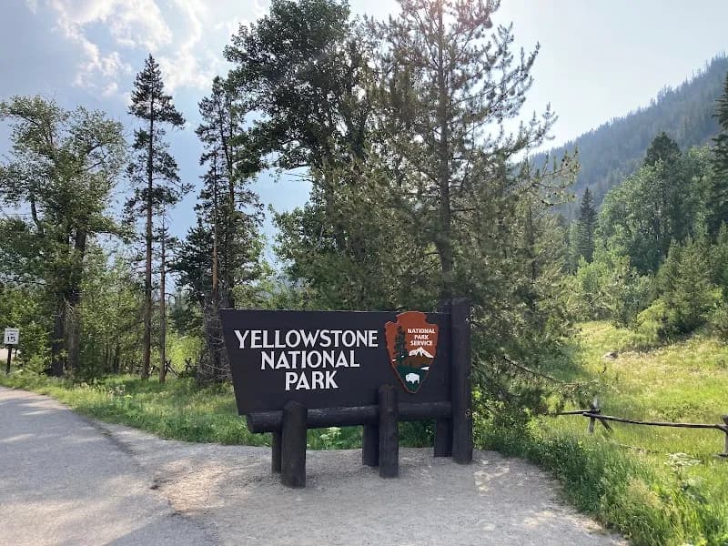 Yellowstone National Park sign / East Entrance tourist attraction in Cody, WY