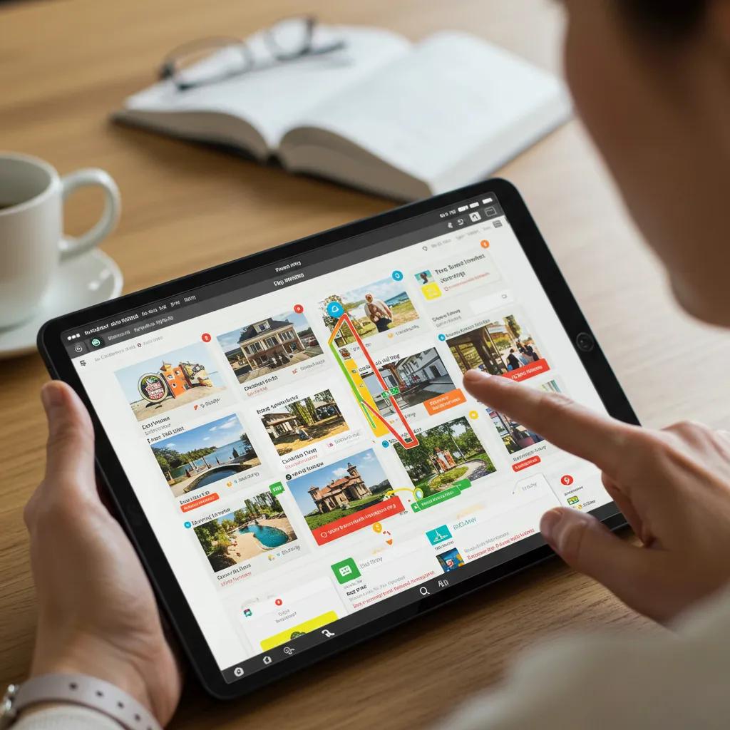 User customizing travel itinerary using Yopki's drag-and-drop features on a tablet