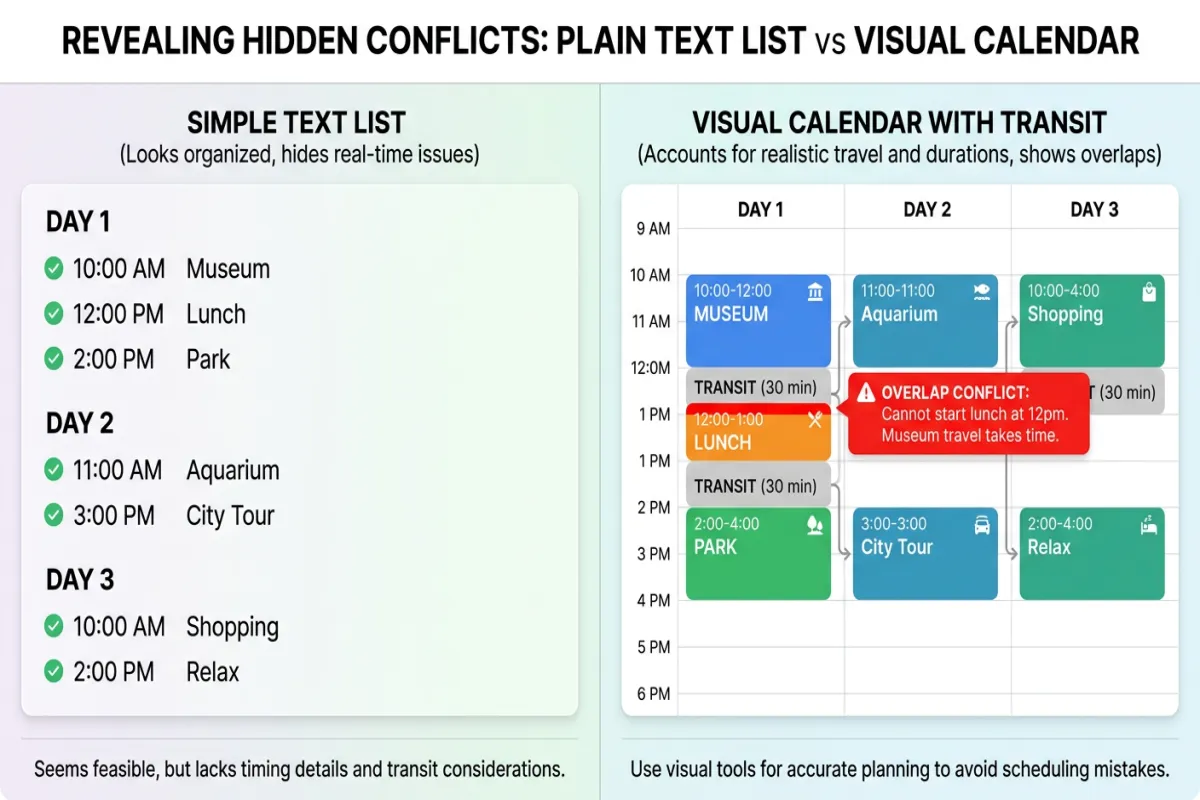 Calendar view vs list format comparison