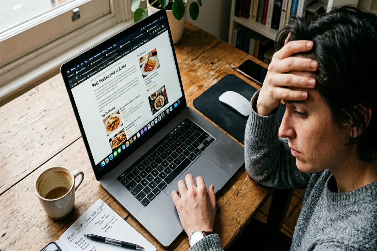 Too many browser tabs open planning a trip